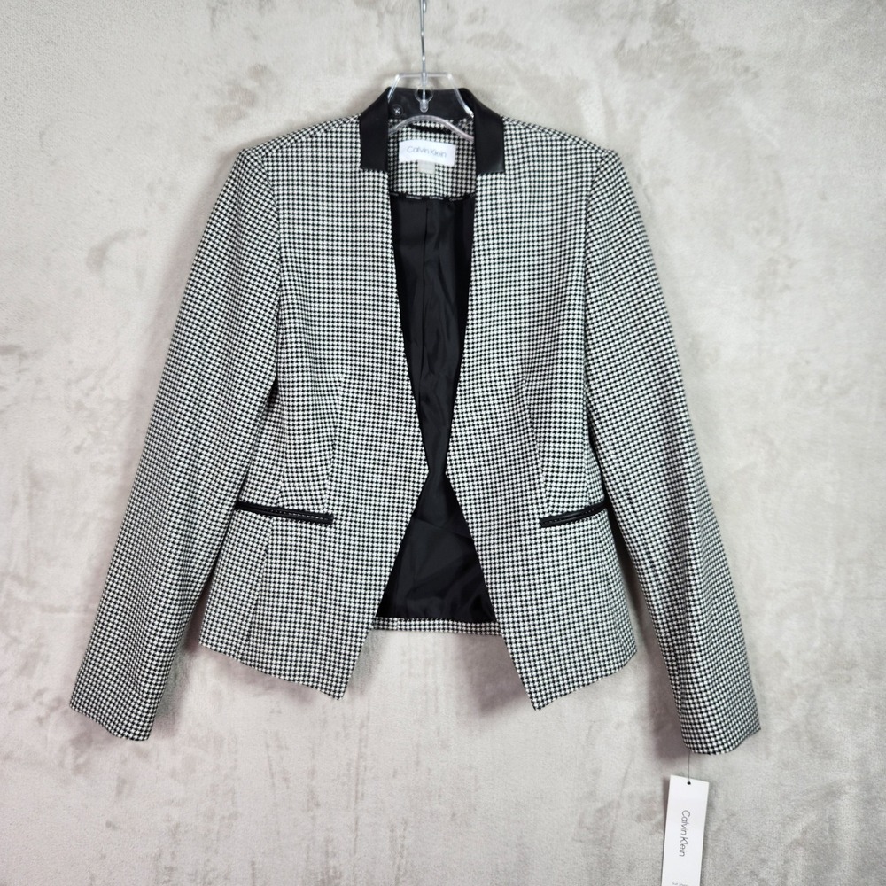 Calvin Klein Black and White Houndstooth Blazer